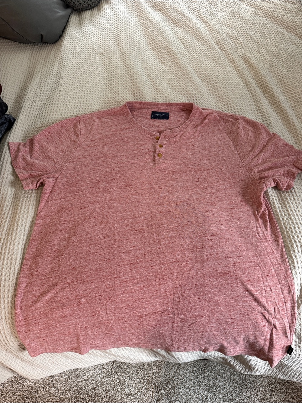 Lucky Brand Men’s Short Sleeve Henley Shirt - Red Heather